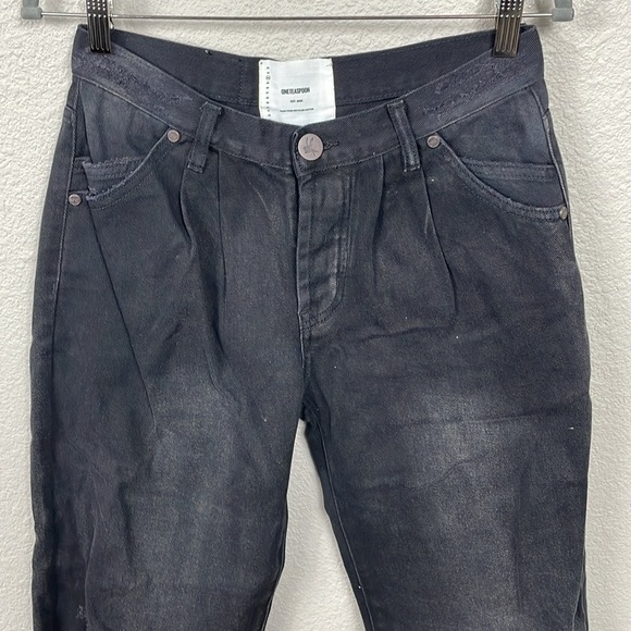 NWT One Teaspoon Smiths Trouser Jeans Faded Black Slits Rips Sz 24 - Picture 4 of 15